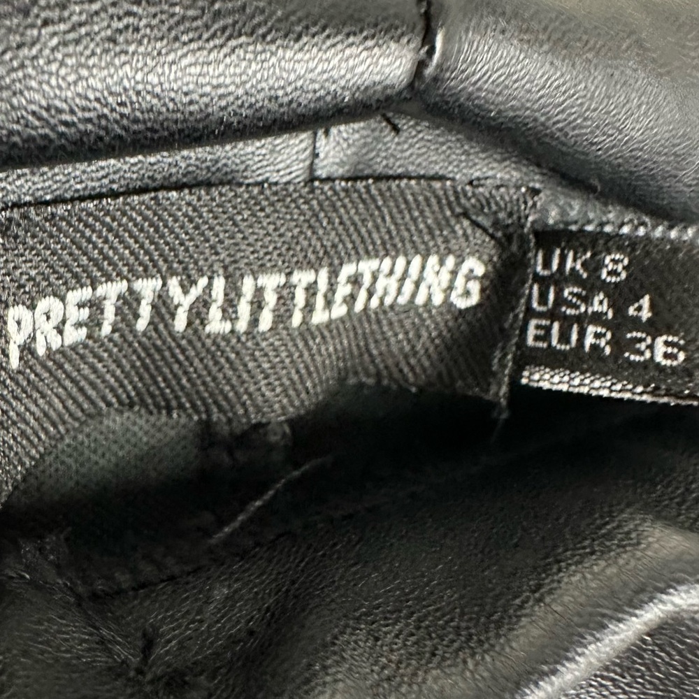 Pretty Little Thing edgy black high waisted faux leather legging pants size 4 - Picture 3 of 7